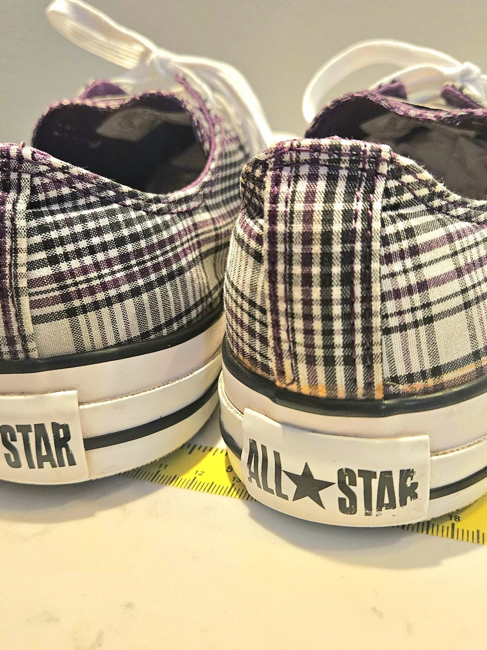 Converse Chuck Taylor Low Top Plaid Sneakers - White & Purple - Picture 6 of 12